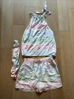 cloth & stone Pastel Tie-Dye Halter Top and Shorts Set in Pink, Mint, White